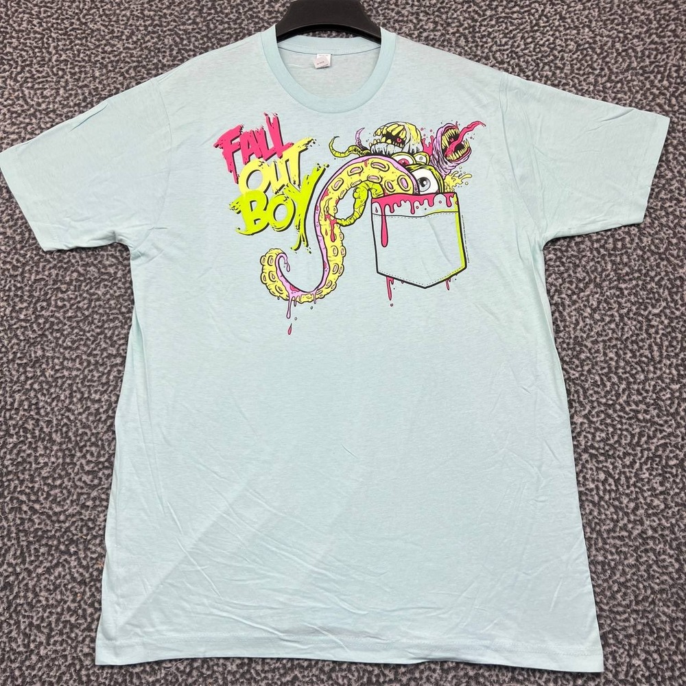 Fall Out Boy Shirt Men Large‎ Blue Tultex Cotton Deadstock New L